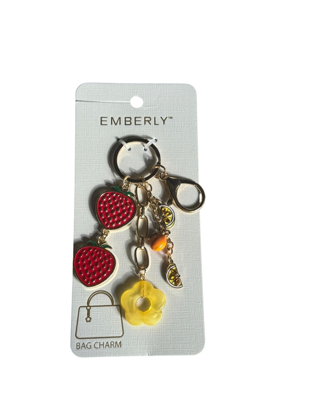 Emberly Red Strawberry & Yellow Flower Bag Charm